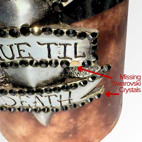 CHROME ANGELS Brown Candle with Leather and Swarovski Crystals on Chrome - Picture 11 of 16